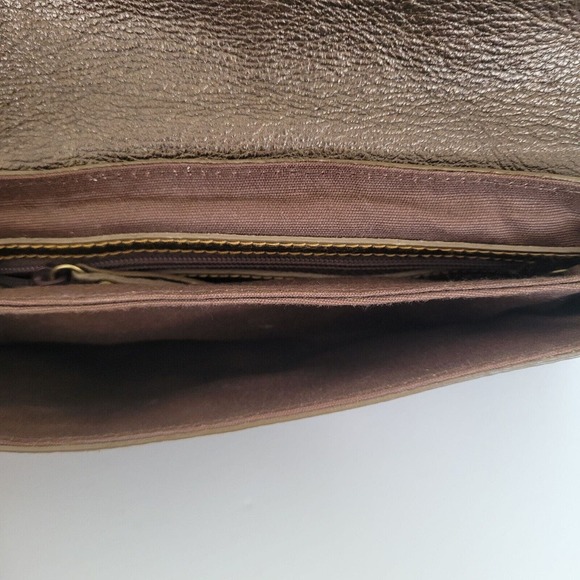 Isabella Fiore Metallic Brown Clutch Wristlet Leather Purse Small Bag Western - Picture 5 of 13